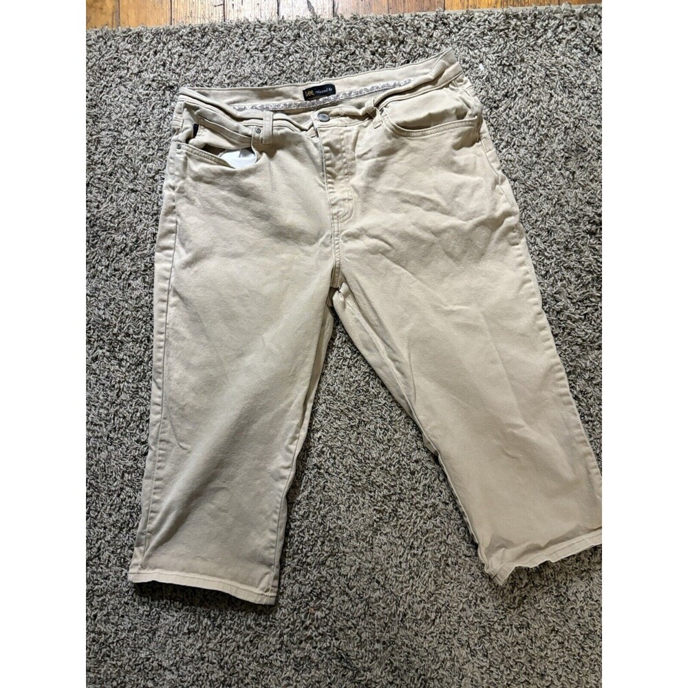 Lee Womens Size 14M Tan  Solid Relaxed Straight Leg Jeans